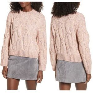 4SI3NNA Cable Crop Sweater in Pink